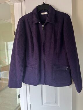 Coldwater Creek Purple Zip-Front Textured Blazer
